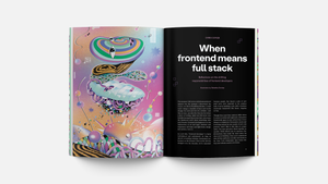 Chris Coyer's "When frontend means full stack" title spread